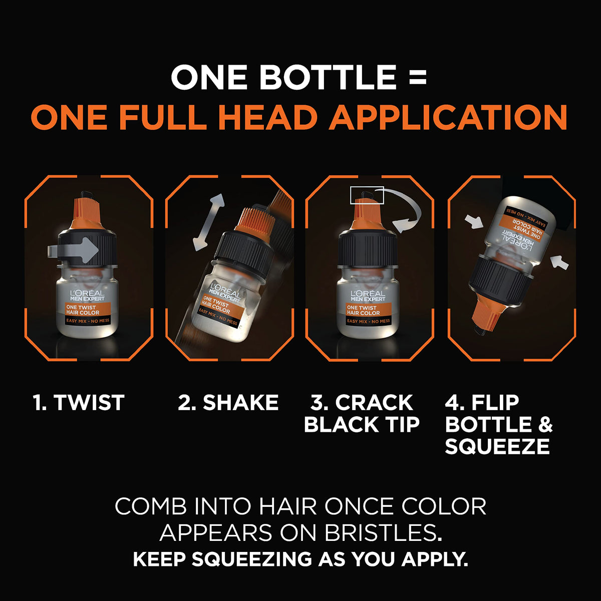 L’Oreal Paris Men Expert One Twist Mess Free Permanent Hair Color, Mens Hair Dye to Cover Grays, Easy Mix Ammonia Free Application, Dark Brown 03, 2 Beauty & Personal Care L'Oreal Paris