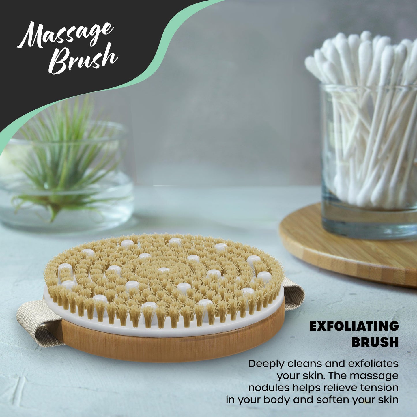 Nevlers 5-Pack Natural Boar Bristle Wood Dry Brush Set for Skin Exfoliation Beauty and Personal Care Nevlers