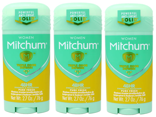 Mitchum Women Triple Odor Defense Invisible Solid 48HR Antiperspirant & Deodorant, Pure Fresh, 2.7 OZ - 3 Pack Beauty and Personal Care Mitchum