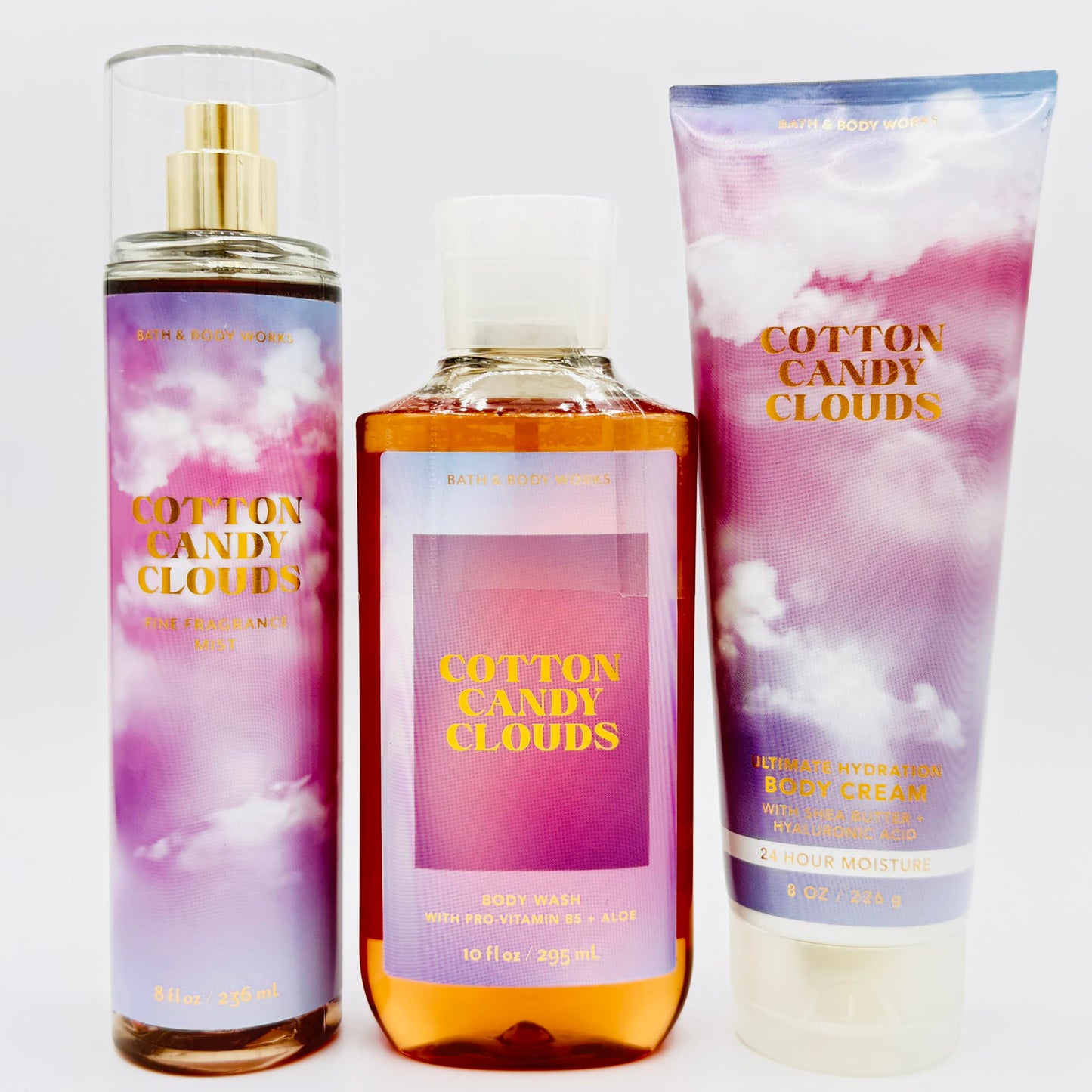 Bath & Body Works Cotton Candy Clouds 3-Piece Set - Includes: Fine Fragrance Mist, Body Wash and Ultimate Hydration Body Cream Beauty and Personal Care Bath & Body Works