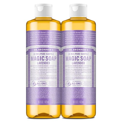 Dr. Bronner's Pure-Castile Magic Liquid Soap (Lavender, 16 Ounce, 2-Pack)- Made with Regenerative Organic Certified Oils, 18-in1 Uses: Face, Hair Beauty & Personal Care Dr. Bronner's