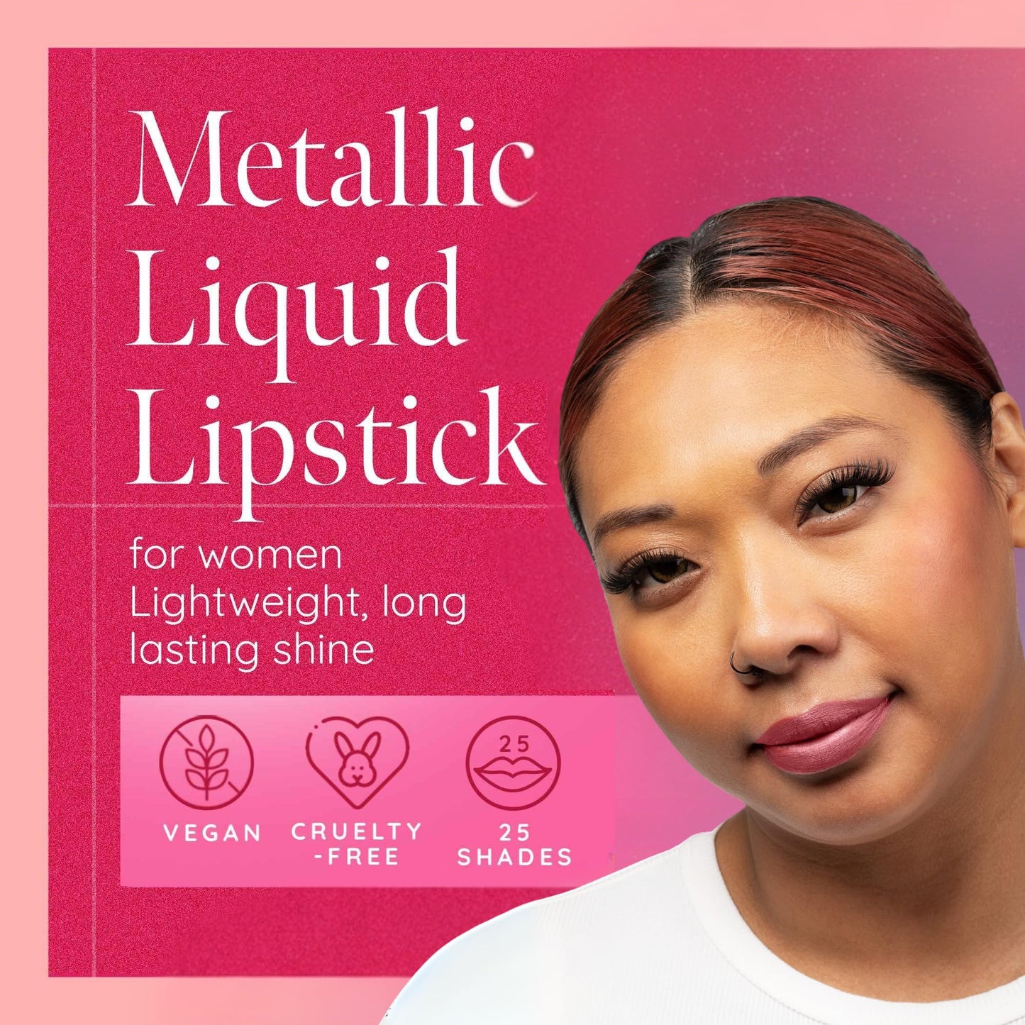 Aromi Metallic Liquid Lipstick | Rosy Chestnut Lip Color with Shimmery Finish, Vegan, Pink Nude Shade, Long-lasting, Waterproof (Alpine Bloom) Beauty & Personal Care Aromi