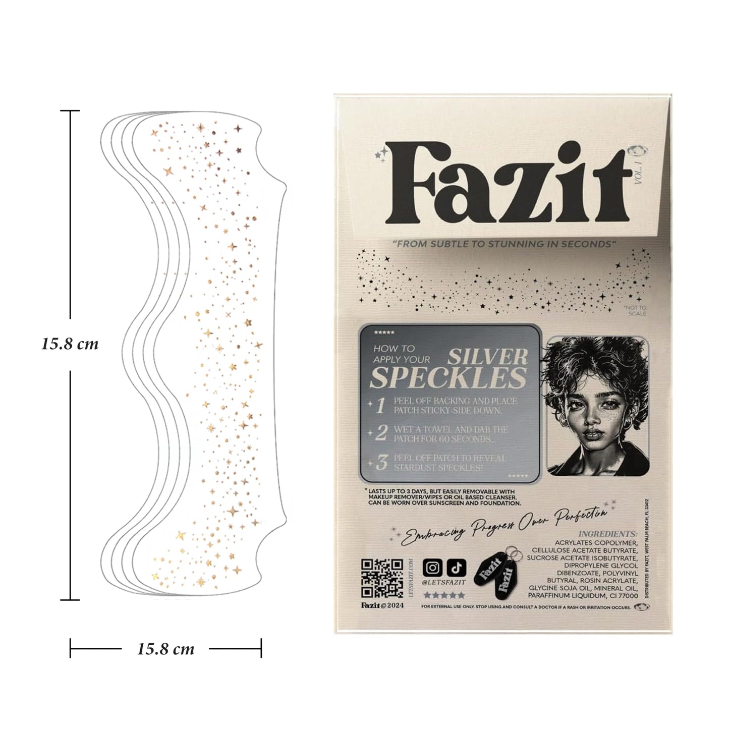 Fazit Silver Speckles - Glitter Freckle Makeup Patches - Shimmering Faux Freckles & Body Glitter - Waterproof, Long-Lasting Instant Glamour Beauty & Personal Care Fazit