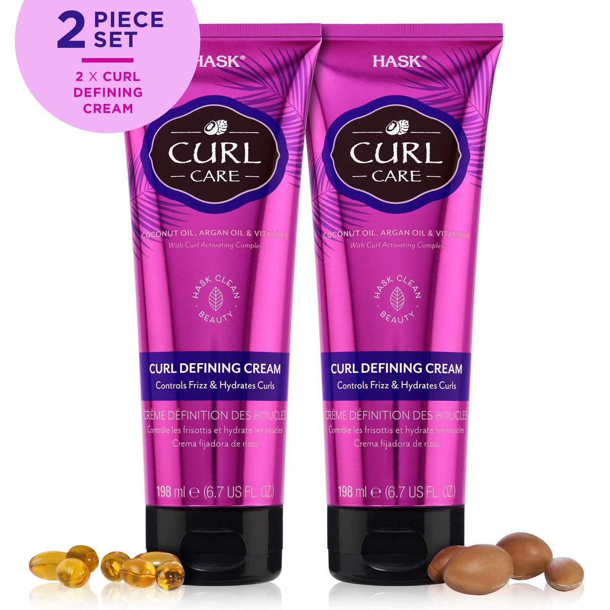 HASK Hair Cream - Curl Care Defining Cream 2 Piece Bundle, vegan, cruelty-free, color safe, free from gluten, sulfates, and parabens Beauty & Personal Care HASK