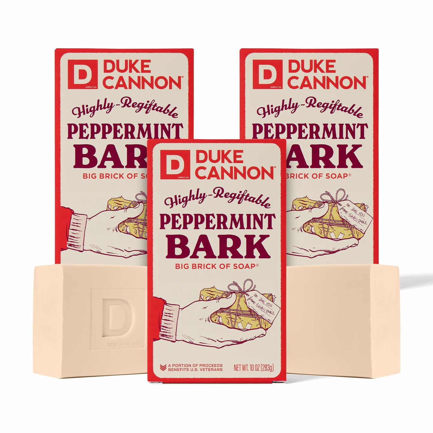 Duke Cannon Supply Co. Big Brick of Soap Bar for Men Holiday Edition - Peppermint Bark (Peppermint Scent), 10 oz. (3 Pack) Beauty & Personal Care Duke Cannon Supply Co.