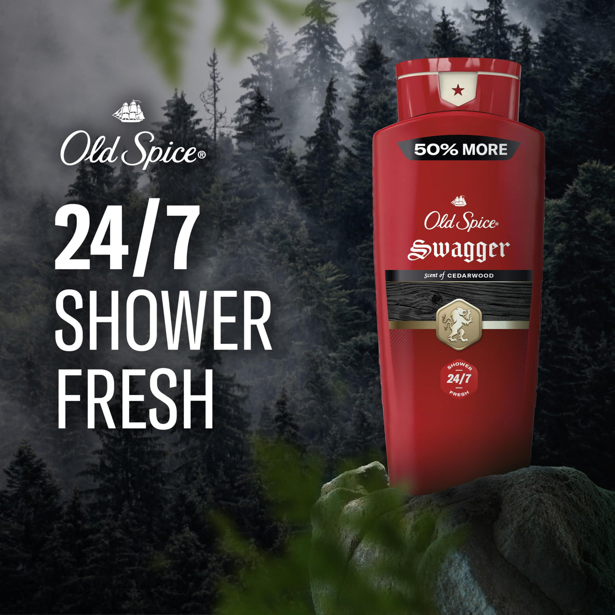 Old Spice Refreshing Body Wash for Men, 3X Defense, 24/7 Shower Fresh with Long Lasting Scent, Red Collection, Swagger with Cedarwood Scent, 24 oz Beauty & Personal Care Old Spice