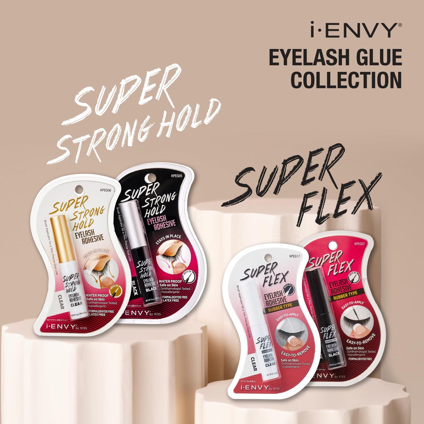 i•ENVY Super Strong Hold Eyelash Adhesive, Waterproof, 48-Hour Long-Lasting Lash Glue, Latex-Free, Hypoallergenic, Quick-Drying with Brush-On Beauty & Personal Care i•ENVY
