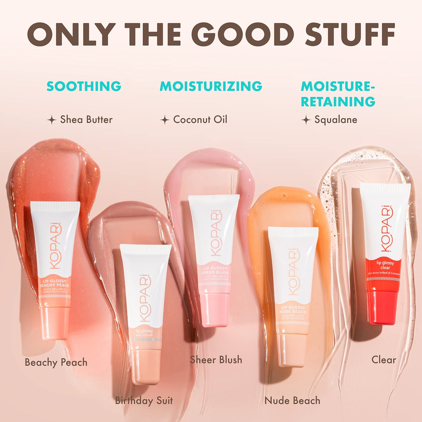 Kopari Coconut Lip Glossy | Nude Tint Birthday Suit | Vegan Hydrating Moisturizing Lip Oil Vitamin E Shea Butter Long Wear High Shine Non Sticky | Beauty & Personal Care Kopari
