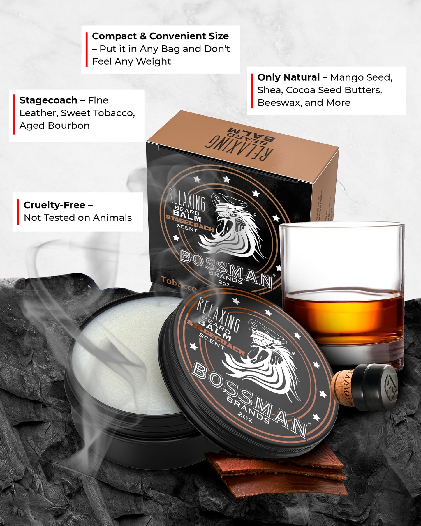 Bossman Jelly Beard Oil for Men & Beard Balm for Men Combo - Softens, Tames Moisturizes & Conditions - Stagecoach Scent - Natural Ingredients & Made Beauty & Personal Care Bossman
