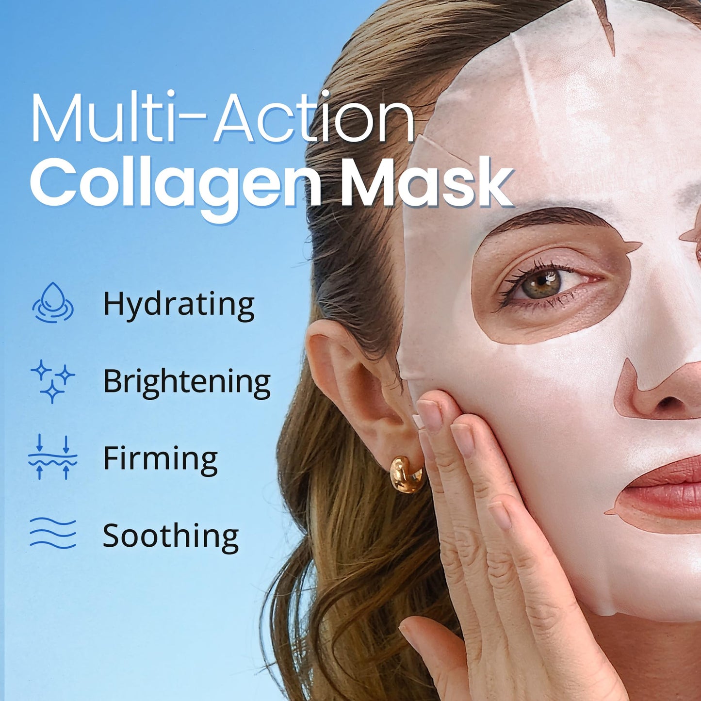 Ebanel 10 Pack Collagen Face Mask with Hyaluronic Acid, Vitamin C, Peptide, Aloe, Instant Brightening Hydrating Face Masks Skincare Korean Sheet Mask Beauty & Personal Care Ebanel