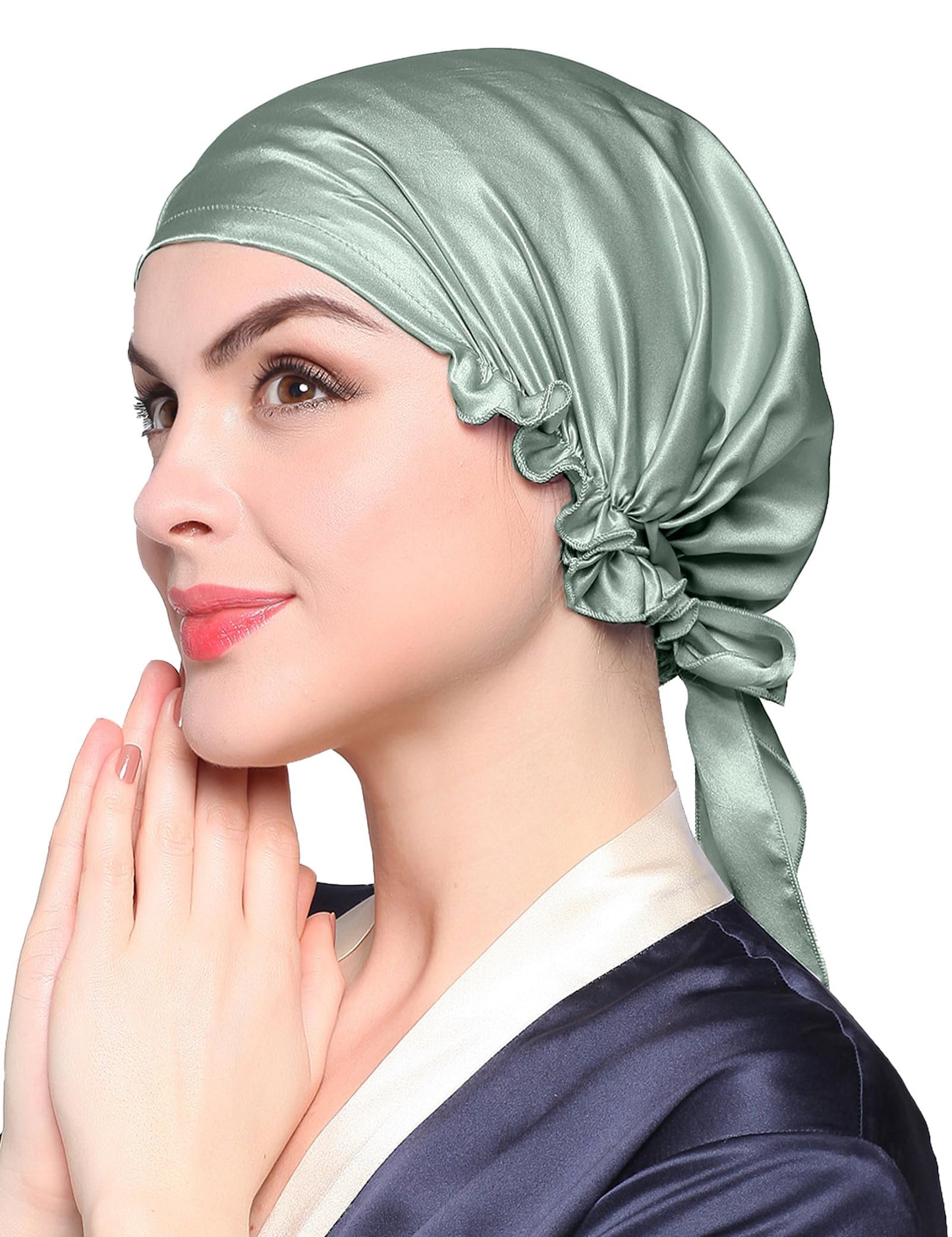 LilySilk Silk Bonnet for Sleeping Womens Sleep Cap 100% 19MM Mulberry Silk for Long Curly Hair Adjustable Stretchy Avocado Green Beauty and Personal Care LilySilk