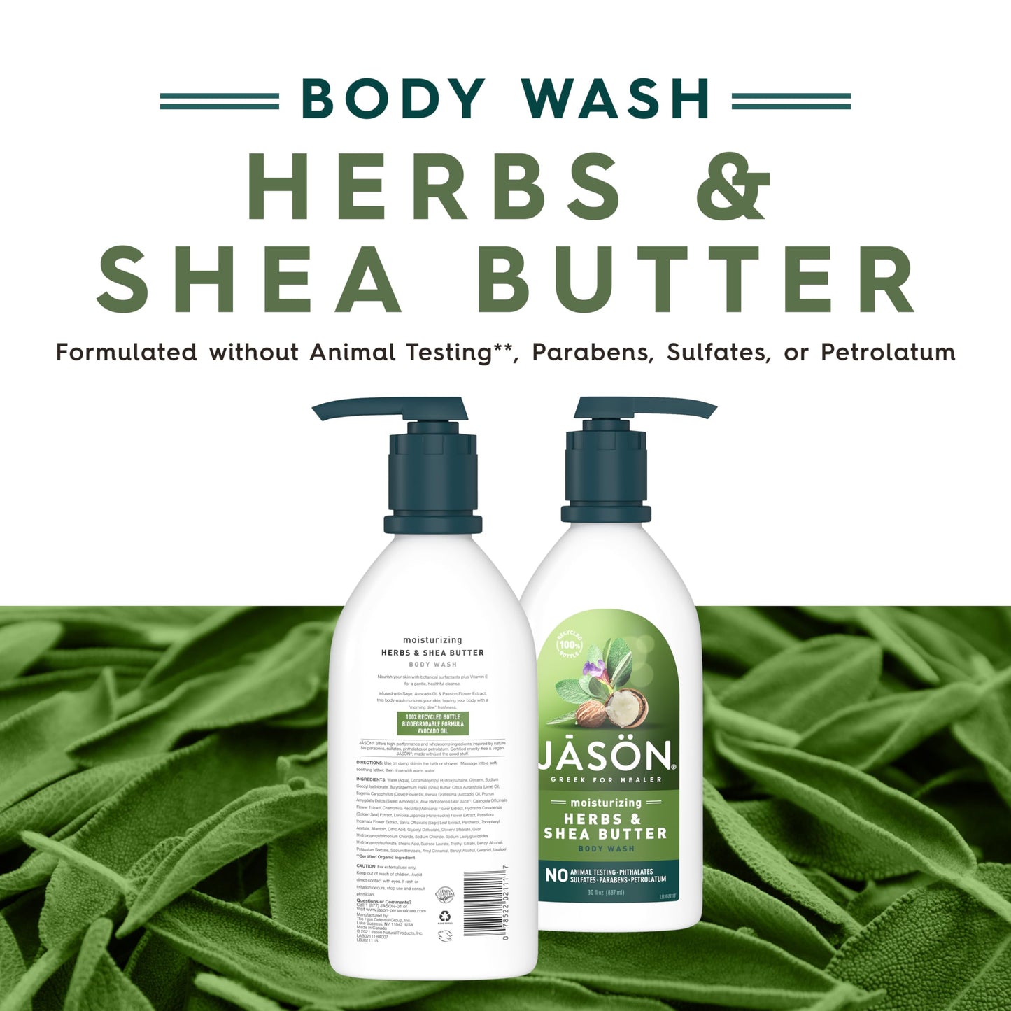 JASON Herbs and Shea Butter Moisturizing Body Wash, For a Gentle Feeling Clean, 30 Fluid Ounces Beauty & Personal Care JASON