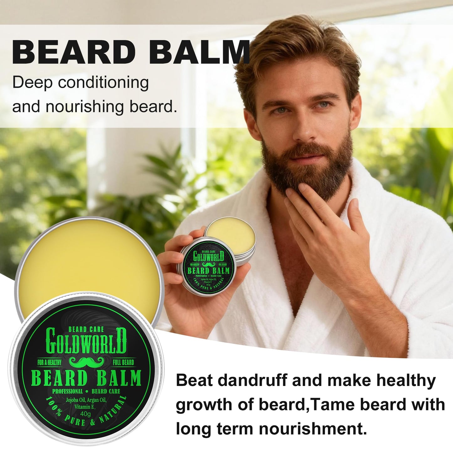 Beard Kit Beard Grooming Kit w/Beard Oil Balm Brush Comb Scissor e-Book Christmas Stocking Stuffers Gifts Ideas for Men Him Dad Boyfriend Husband Mens Beauty & Personal Care GoldWorld