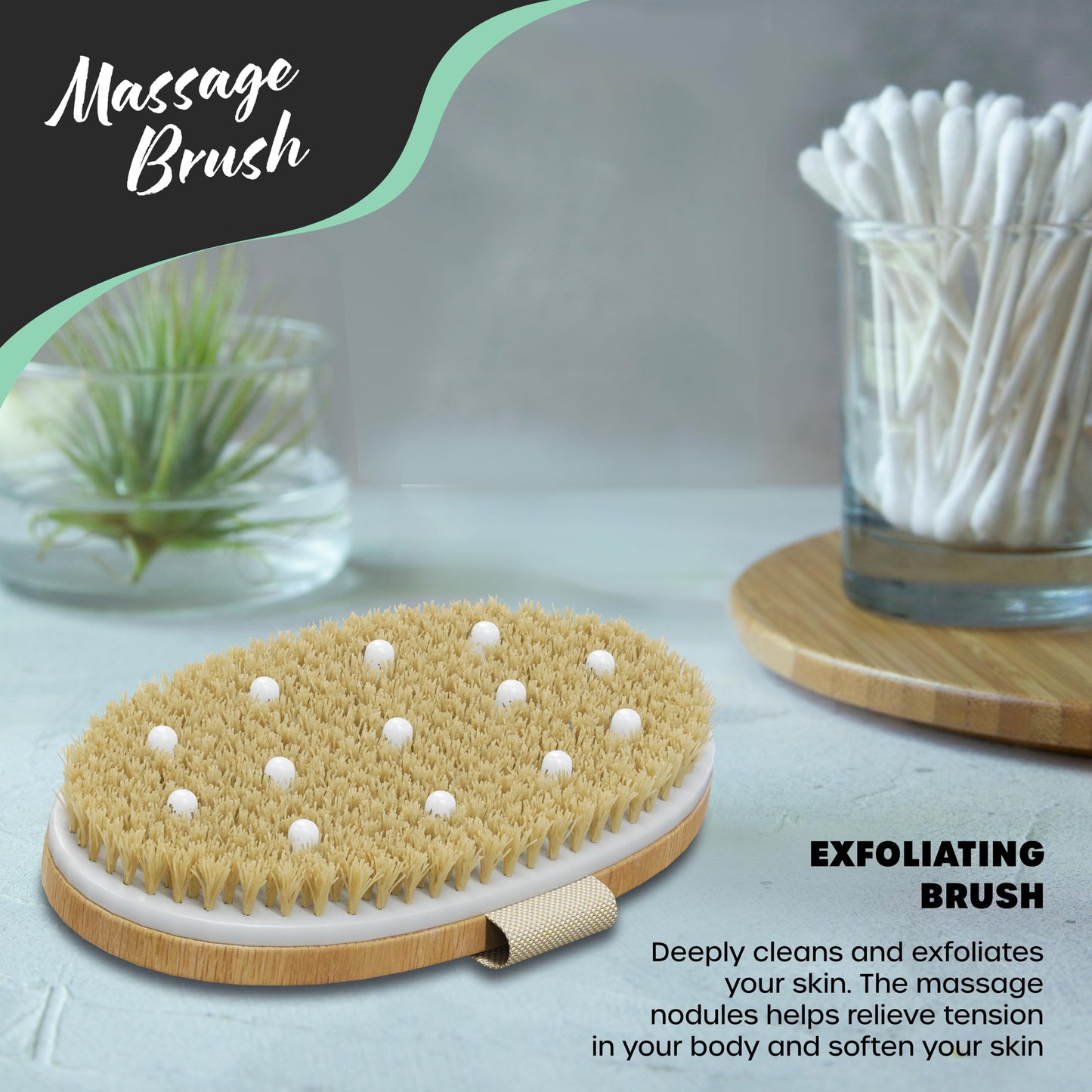 Nevlers 4-Pack Natural Boar Bristle Wood Dry Brush for Lymphatic Drainage Beauty and Personal Care Nevlers