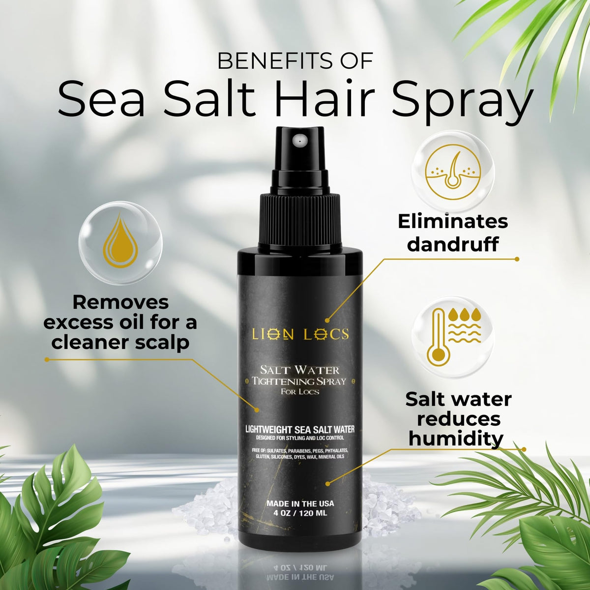 Lion Locs Starter Twist and Lock Spray for New Dreadlocks | Texturizes & Great for Styling - Vegan Sea Salt Mist with Essential Oils & Aloe (4oz) Beauty & Personal Care Beard Gains
