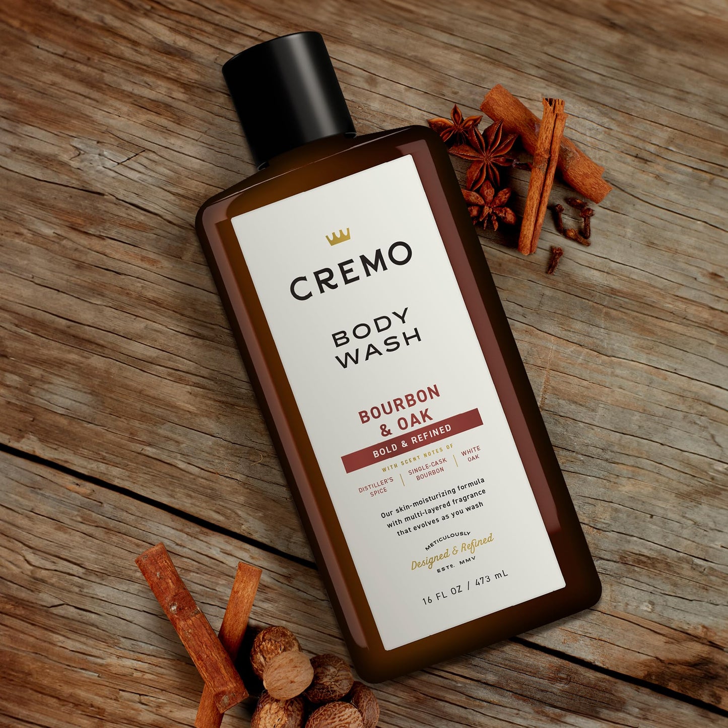 Cremo Rich-Lathering Bourbon & Oak Body Wash, A Sophisticated Blend of Distillers Spice,16 Fl Oz (2-Pack), Packaging may vary Beauty & Personal Care Cremo