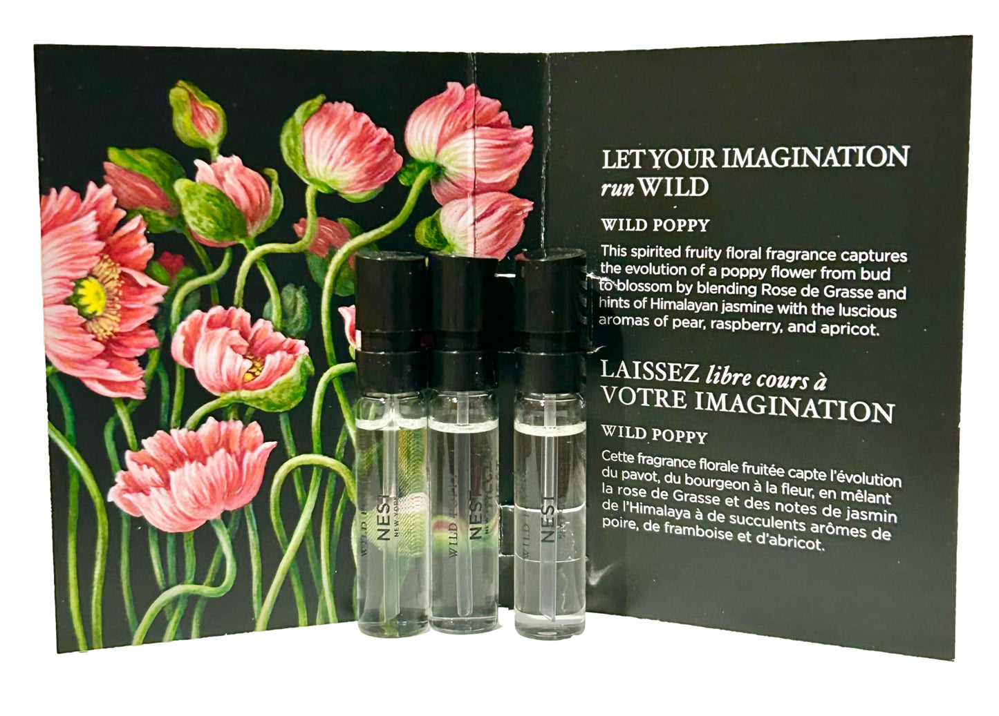 NEST Wild Poppy Sample Perfume Parfum 1.5 ml / 0.05 fl.oz - Vial Spray Set of 3 Vials (2325) Beauty & Personal Care NEST New York