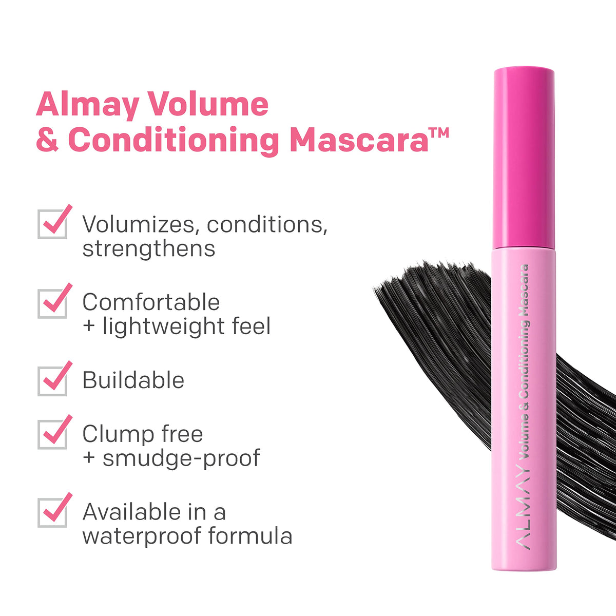 Almay Volume & Conditioning Mascara, Hydrating All Day Wear, 20 Black, 0.27 fl oz. Beauty & Personal Care Almay