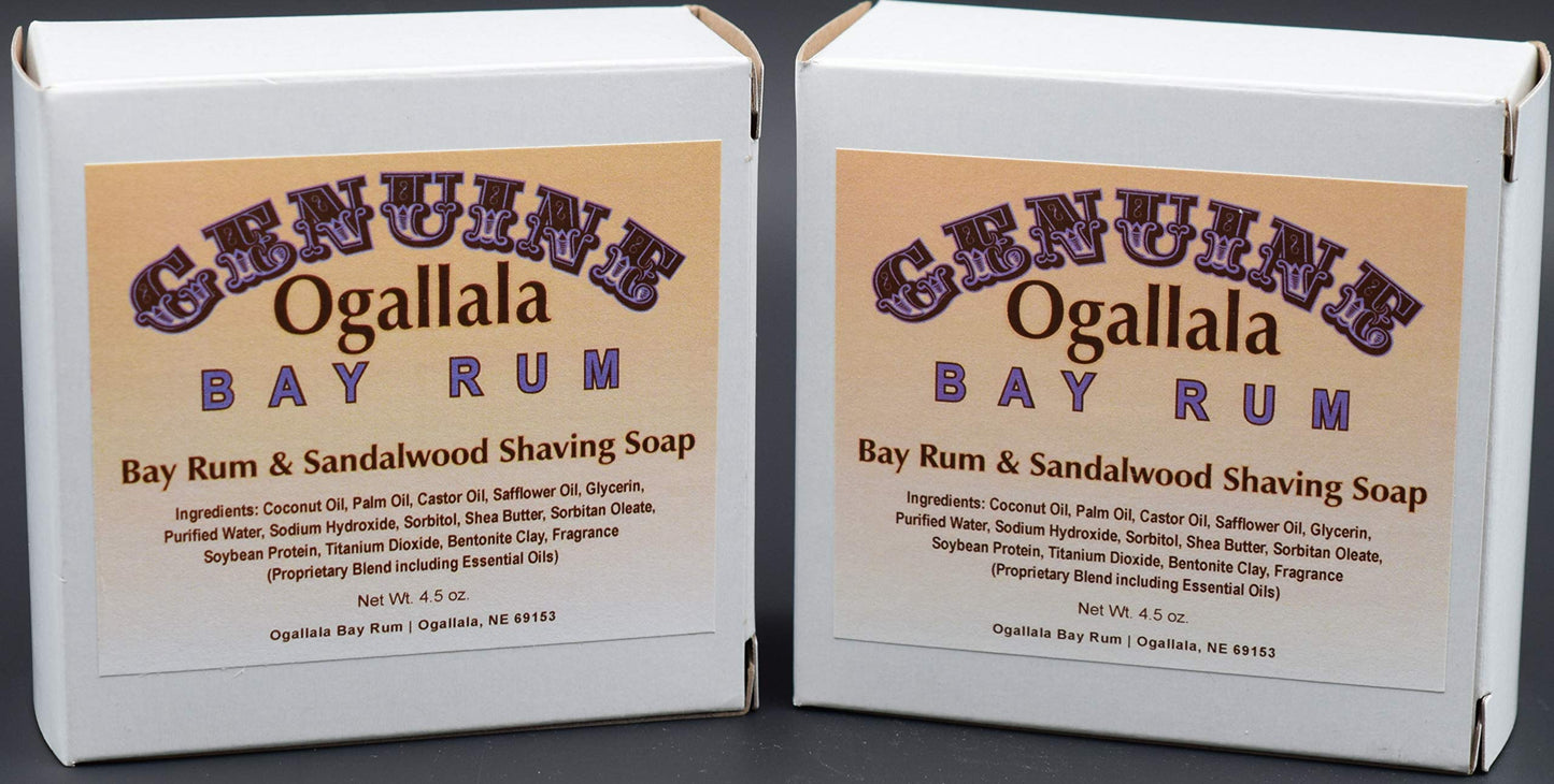 Two (2) Genuine Ogallala Bay Rum & Sandalwood Shaving Soap Beauty and Personal Care Ogallala Bay Rum