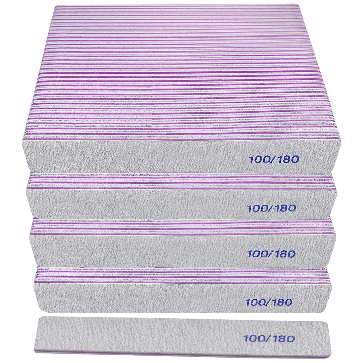 100/180 Grit Nail File (100 Pack), Emery Board Nail Files for Acrylic Nails and Natural Nails, Double Sided Emory Boards Professional Nail Filer Beauty and Personal Care HomeyEra Default Title