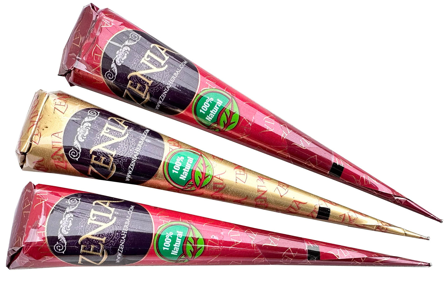 Zenia (Pack of 3) 100% Natural Henna Hair Color Paste Hair Dye Cones Dark Reddish-Brown Color 25g Each Cone Beauty & Personal Care Zenia
