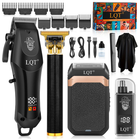 Hair Clippers for Men with LED Display, 4-Piece Cordless Grooming Kit with Hair Clipper, Beard Trimmer, Foil Shaver, Nose Trimmer, Complete Beauty and Personal Care LQT Default Title