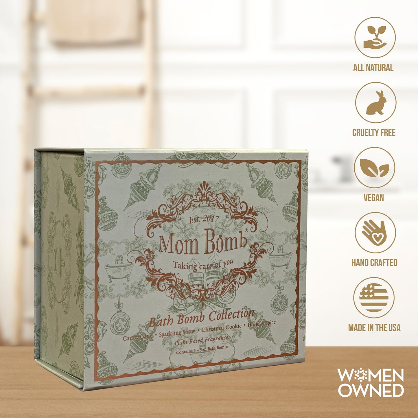 Mom Bomb Bath Bomb (Candy Cane, Sparkling Snow, Christmas Cookie, Holiday Spice) Beauty and Personal Care Mom Bomb