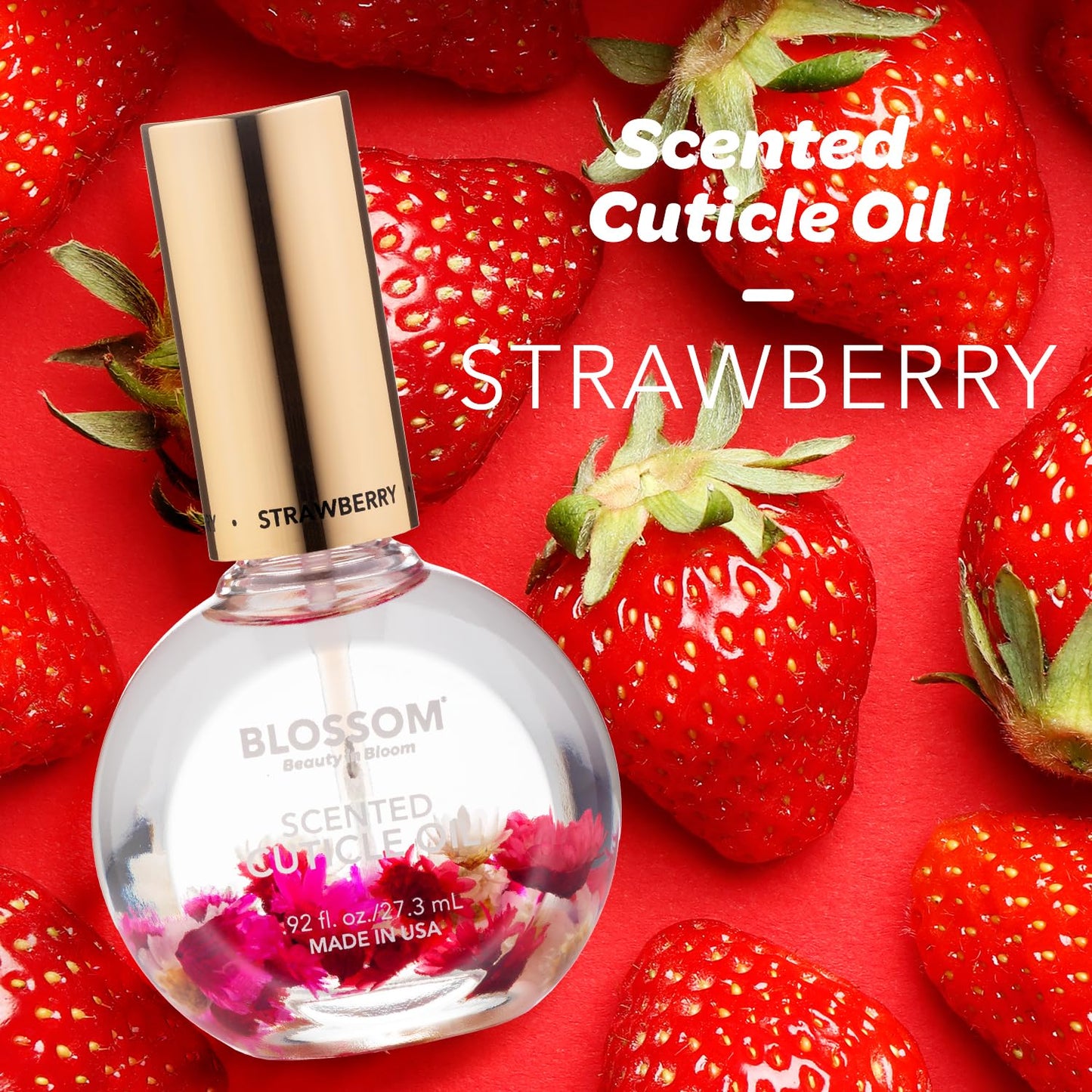 Blossom Cuticle Oil for Nails, Hydrating & Moisturizing, Scented Nail Care with Real Flowers, Made in USA, Strawberry, 0.92 fl oz Beauty & Personal Care Blossom