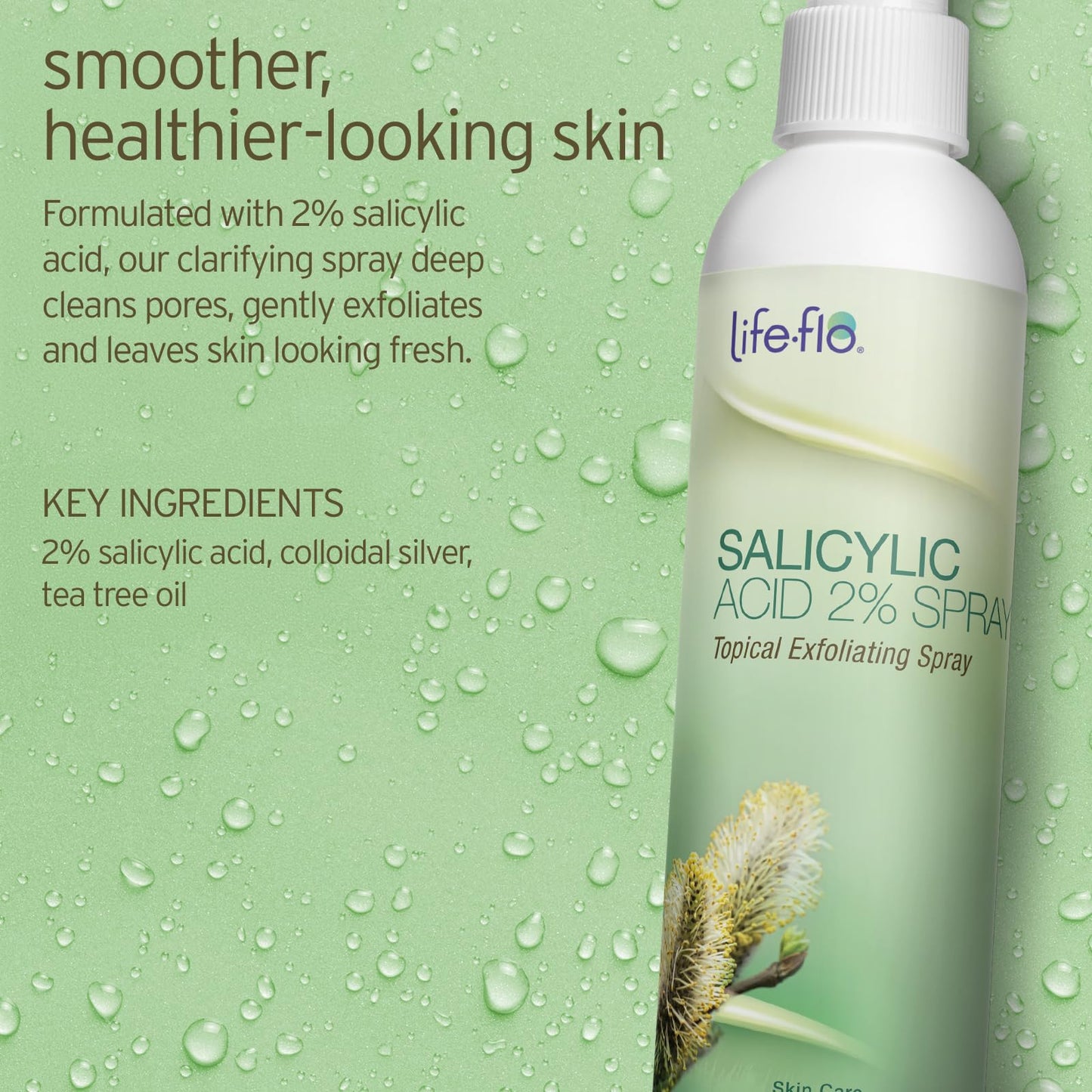 LIFE-FLO 2% Salicylic Acid Face and Body Spray - Gentle Exfoliating Skin Care for Teens and Adults - with Colloidal Silver, Tea Tree Oil, Peppermint Beauty & Personal Care LIFE-FLO