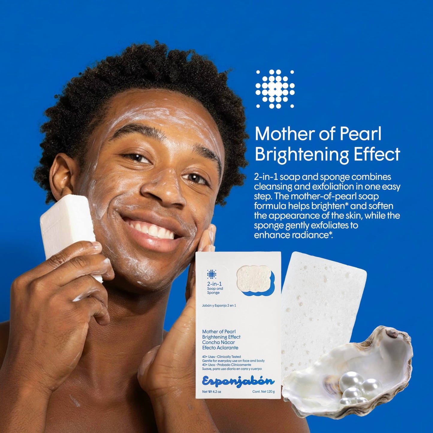 EsponJabon Mother of Pearl, Lightening Effect, Sponge Inside, Soap Outside, Multifunctional Beauty & Personal Care T.TAIO