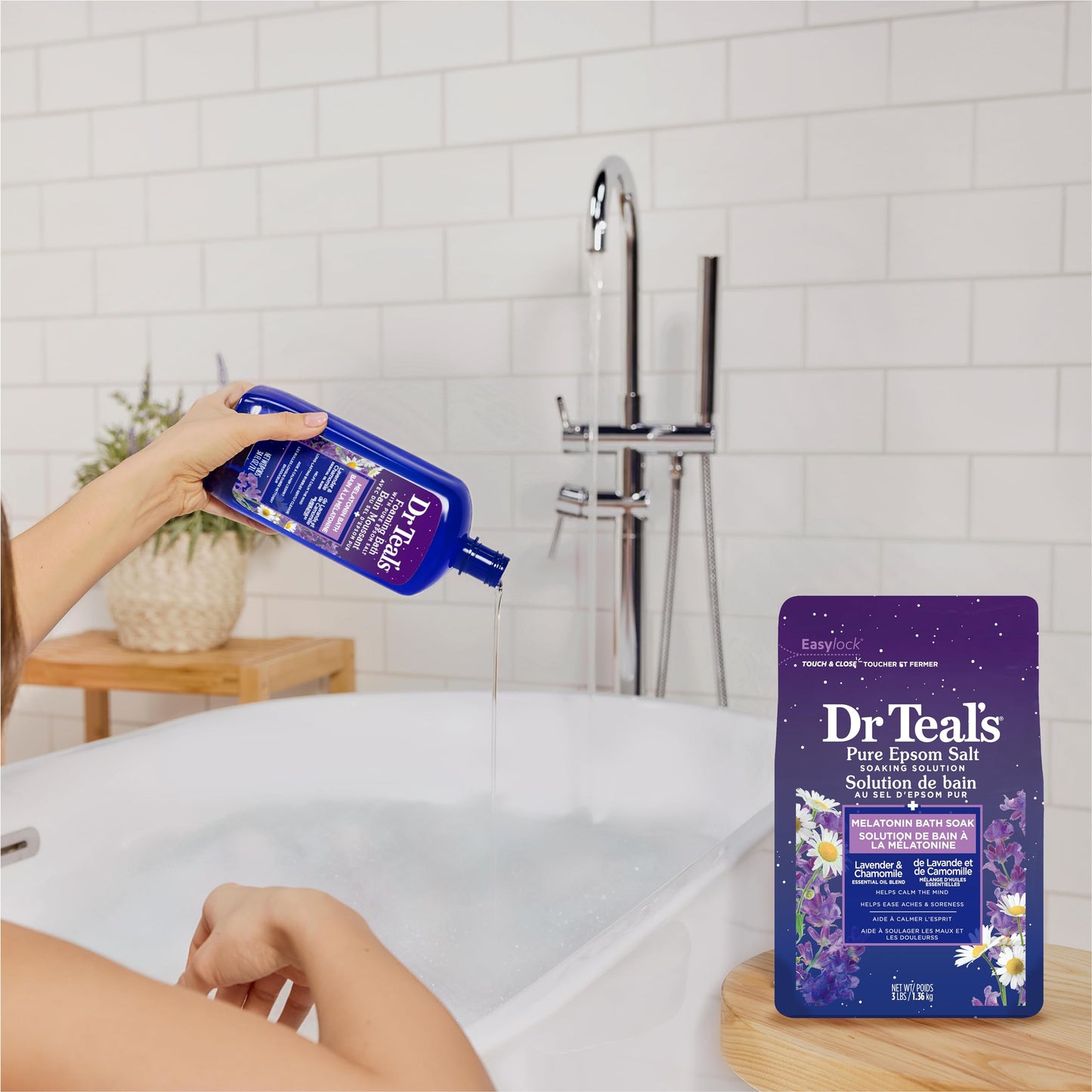 Dr Teal's Foaming Bath With Pure Epsom Salt Sleep Bath With Melatonin & Essential Oils 34 FL OZ Beauty & Personal Care Dr Teal's
