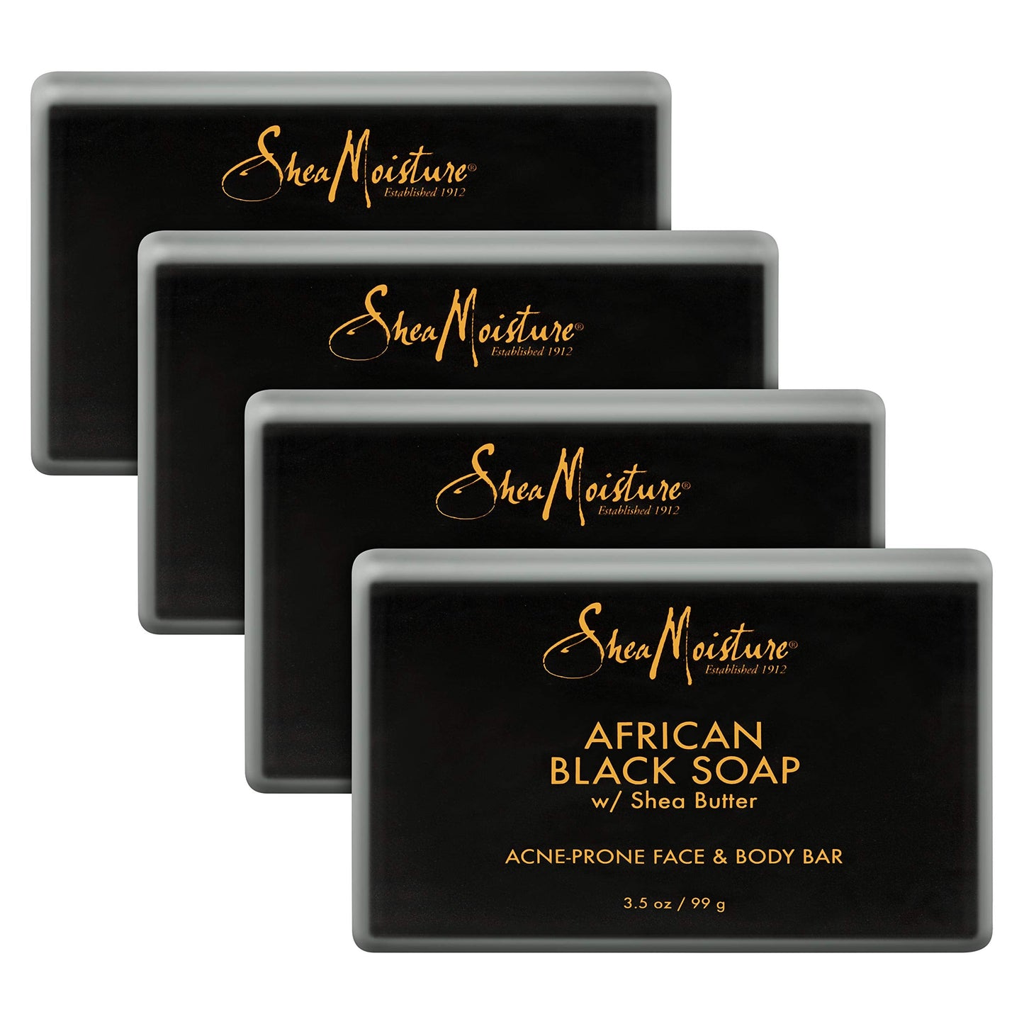 SheaMoisture Face and Body Bar for Oily, Blemish-Prone Skin African Black Soap Paraben Free 3.5 oz 4 Count, facial cleanser Beauty & Personal Care Shea Moisture