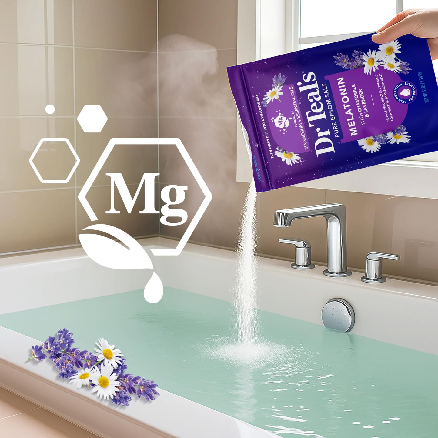 Dr Teal's Epsom Salt Magnesium Soak, Sleep Blend with Melatonin, Lavender & Chamomile Essential Oils, 3 lbs Beauty and Personal Care Dr Teal's