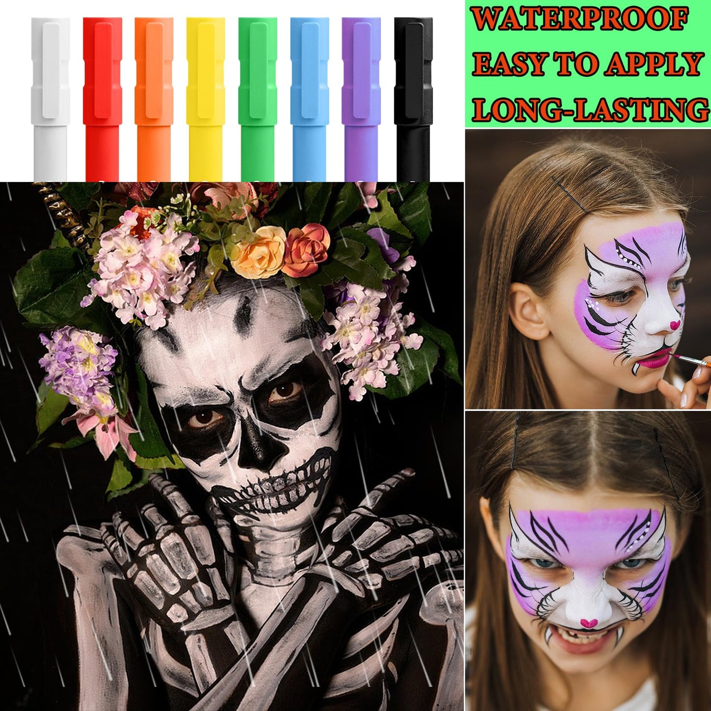 8 Pcs Glow in the Dark Face Body Paint,Blacklight Neon Face & Body Paints,Easily Cleanable Paint Set Neon Makeup Glow in the Dark Party Supplies A Beauty & Personal Care BKPPLZP