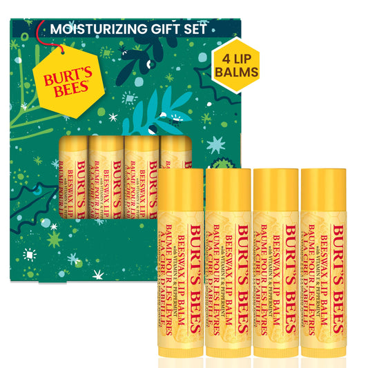 Burt's Bees Lip Balm Gift Set, Beeswax Bounty Classic, Perfect Lip Balms for Holiday Gift Baskets, 4-Pack, 0.15 oz. Beauty & Personal Care Burt's Bees