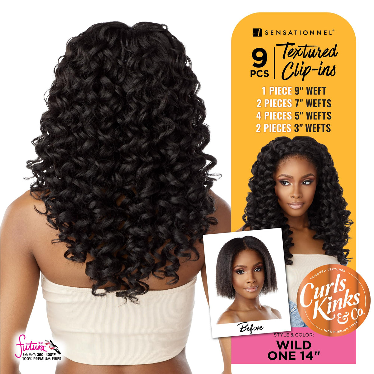 Sensationnel Curls Kinksandco Clip in-Wide One 14 Inch,T2/30