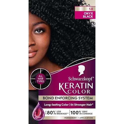 Schwarzkopf Keratin Permanent Hair Dye Cream, 1.0 Black Onyx, Professional Quality Color for Up to 100% Gray Coverage, Bond Enforcing System Beauty & Personal Care Schwarzkopf