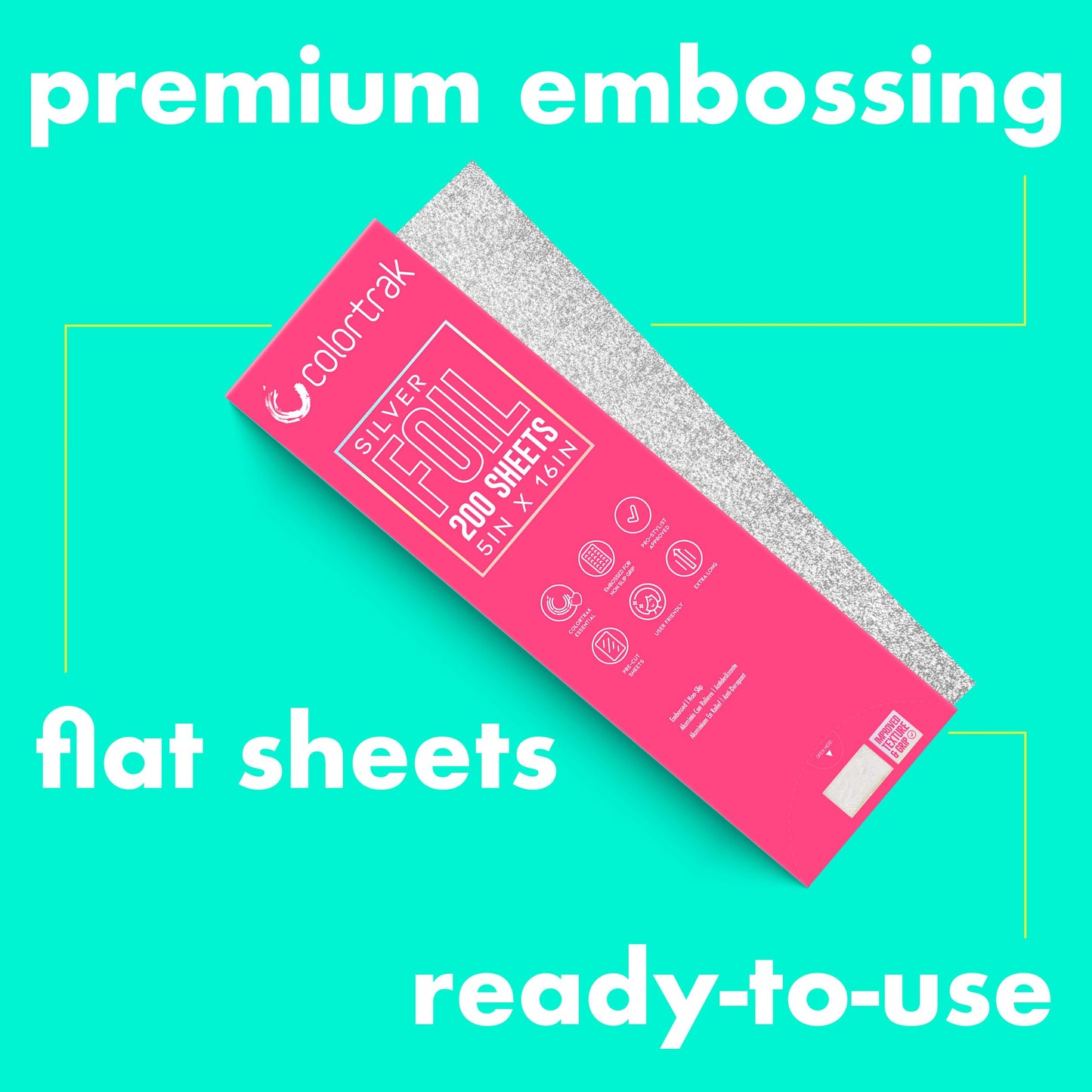Colortrak Embossed Hair Coloring Foil Sheets, Professional, Convenient 5 x 16 inch Extra Long Pre-cut Sheets, Easy to Grab During Processing, Silver Beauty & Personal Care Colortrak