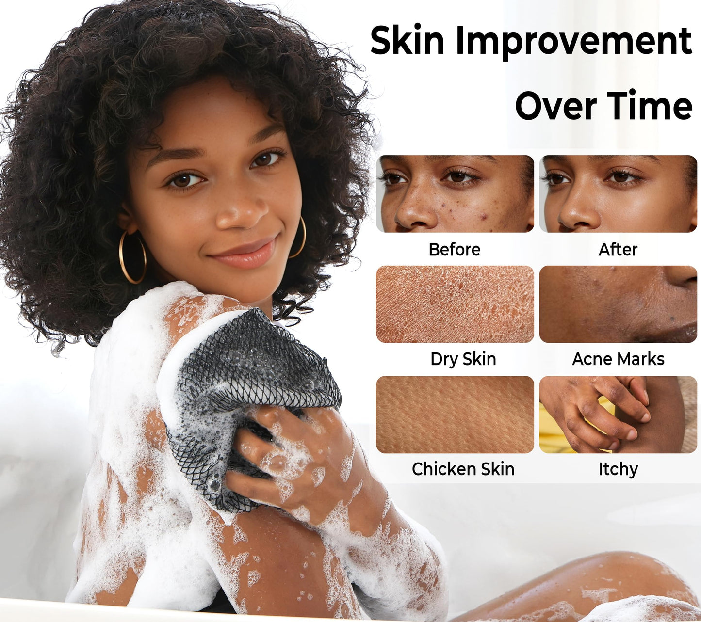 African Net Sponge Authentic - Exfoliating Back Scrub Bath Sponge with Knots - Afro Scrub Body Scrubber Exfoliator Washcloth - African Body Care Daily Beauty and Personal Care RelaxScene