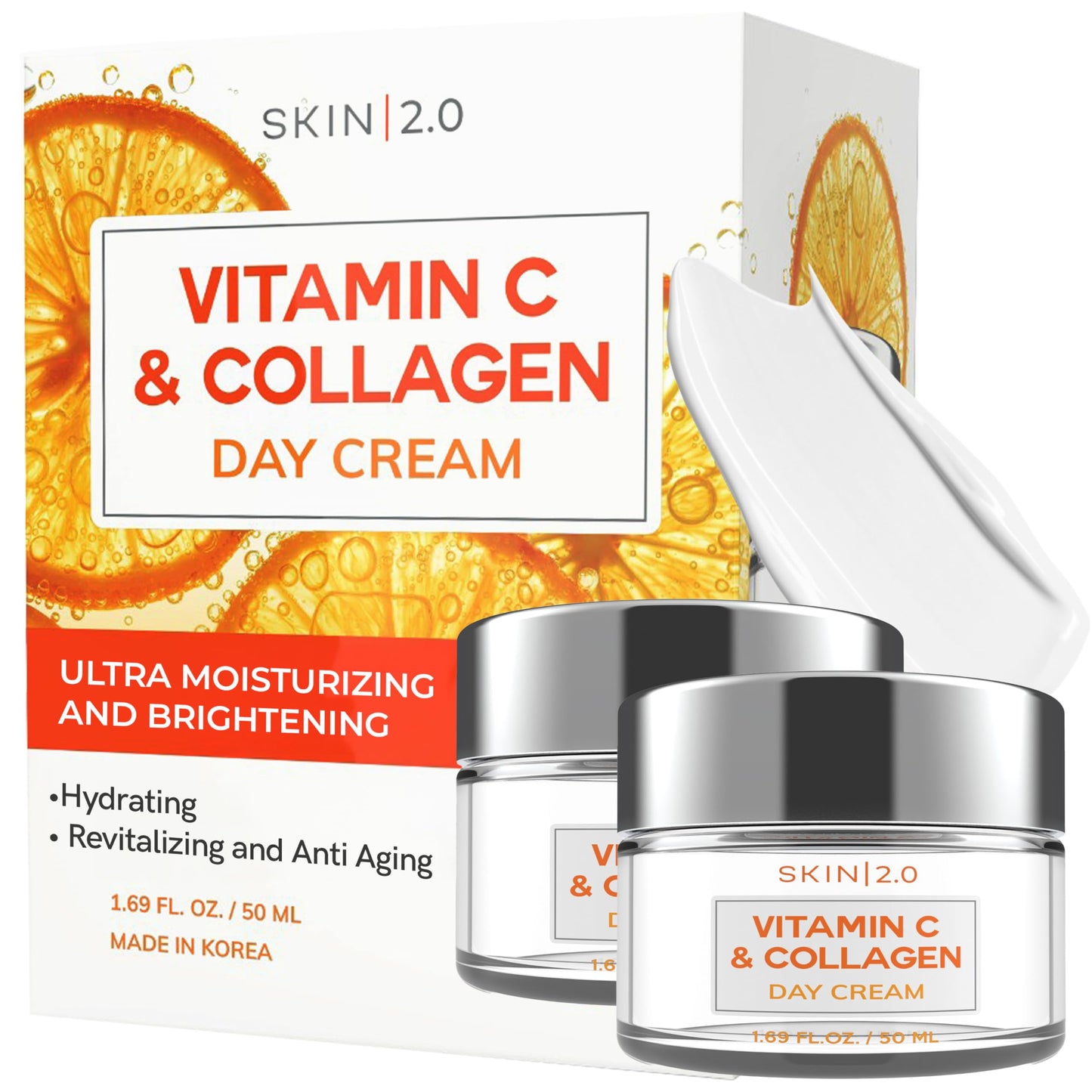 Skin 2.0 Vitamin C & Collagen Face Moisturizer - Hydrating Anti Aging Cream for Smooth & Radiant Skin, Firms & Revives Dull Complexion - Dermatologist Beauty & Personal Care Skin 2.0