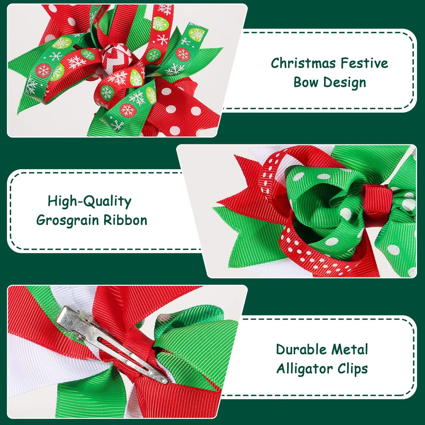 Lurrose 6pcs Christmas Hair Bows,Grosgrain Bows Alligator Hair Clips Bowknot Barrettes Hair Accessories for Girls Children (Mixed Pattern) Beauty & Personal Care Lurrose
