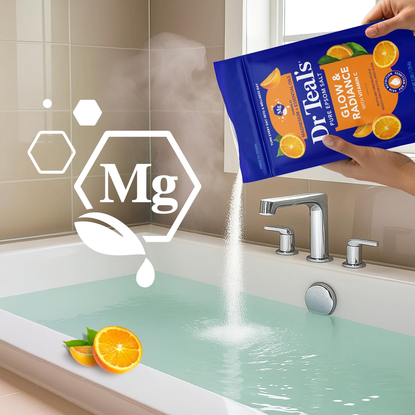 Dr Teal's Pure Epsom Magnesium Salt Soak, Glow & Radiance with Vitamin C & Citrus Essential Oils, 3 lbs Beauty and Personal Care Dr Teal's