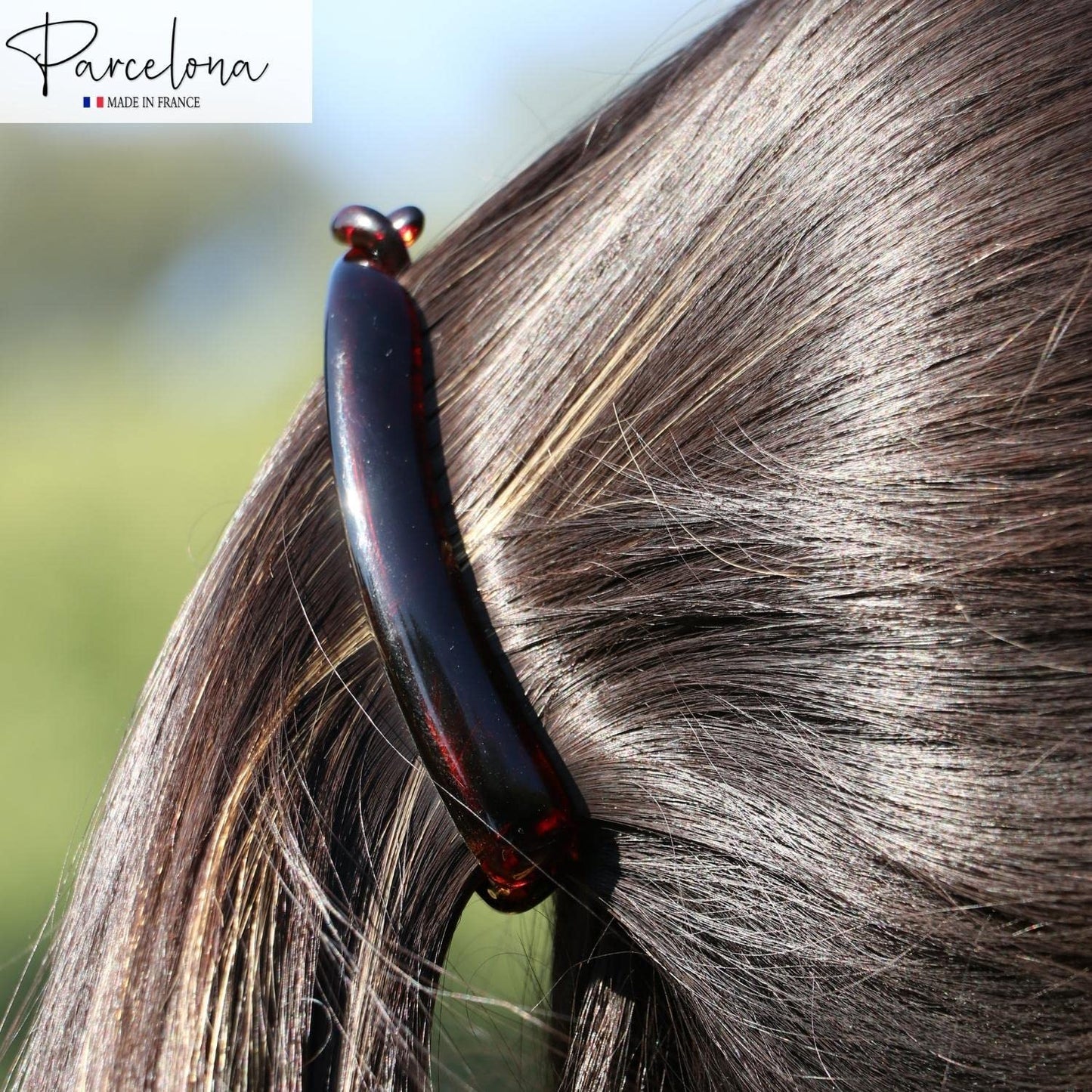 Parcelona French Small 3 ¾” Celluloid Set of 2 French Banana Hair Clip Flexible Ponytail Holder Fashion Durable Styling Paris Hair Accessories Beauty & Personal Care Parcelona