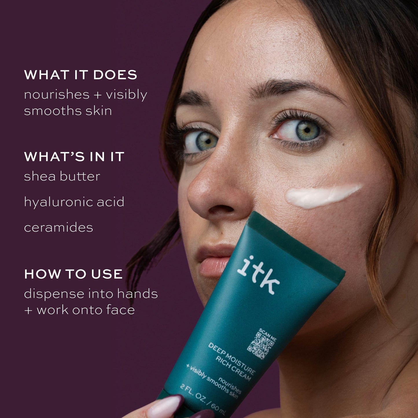 ITK Skincare Deep Moisture Anti Aging Face Cream With Hyaluronic Acid + Ceramides + Shea Butter For Nourishing Rich Hydration - Reduce Fine Lines + Beauty & Personal Care ITK