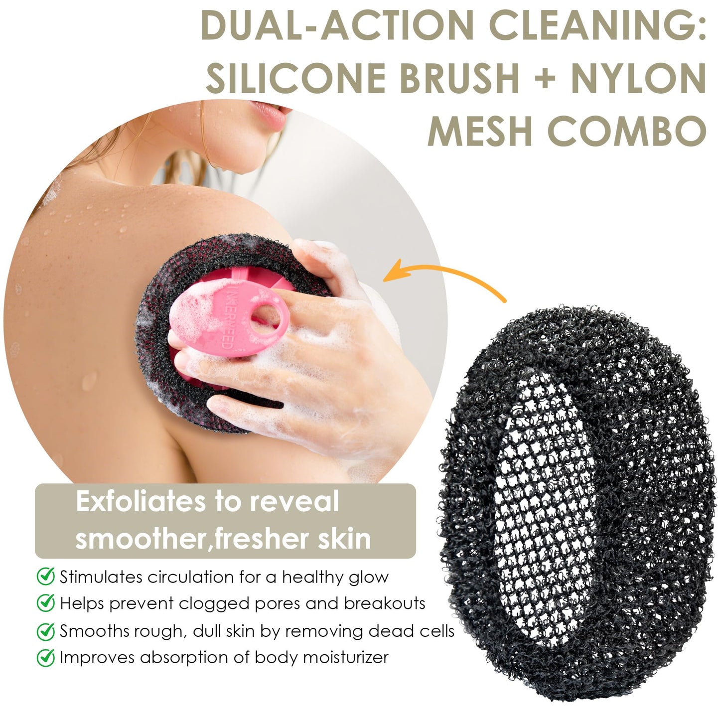 INNERNEED Exfoliating Net Cover Sponge Bath Scrubbing Loofah Rough Washcloth Case 4pcs, Only for INNERNEED Silicone Body Brush ?Only Case? Beauty and Personal Care INNERNEED