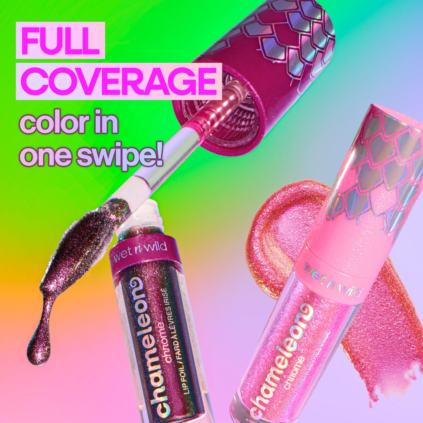 wet n wild Chameleon Chrome Lip Foil, Bold Light-Reflecting Pigments, Multidimensional Shine, Non-Sticky Smooth Formula,Vegan & Cruelty-Free - Halo's Beauty & Personal Care wet n wild