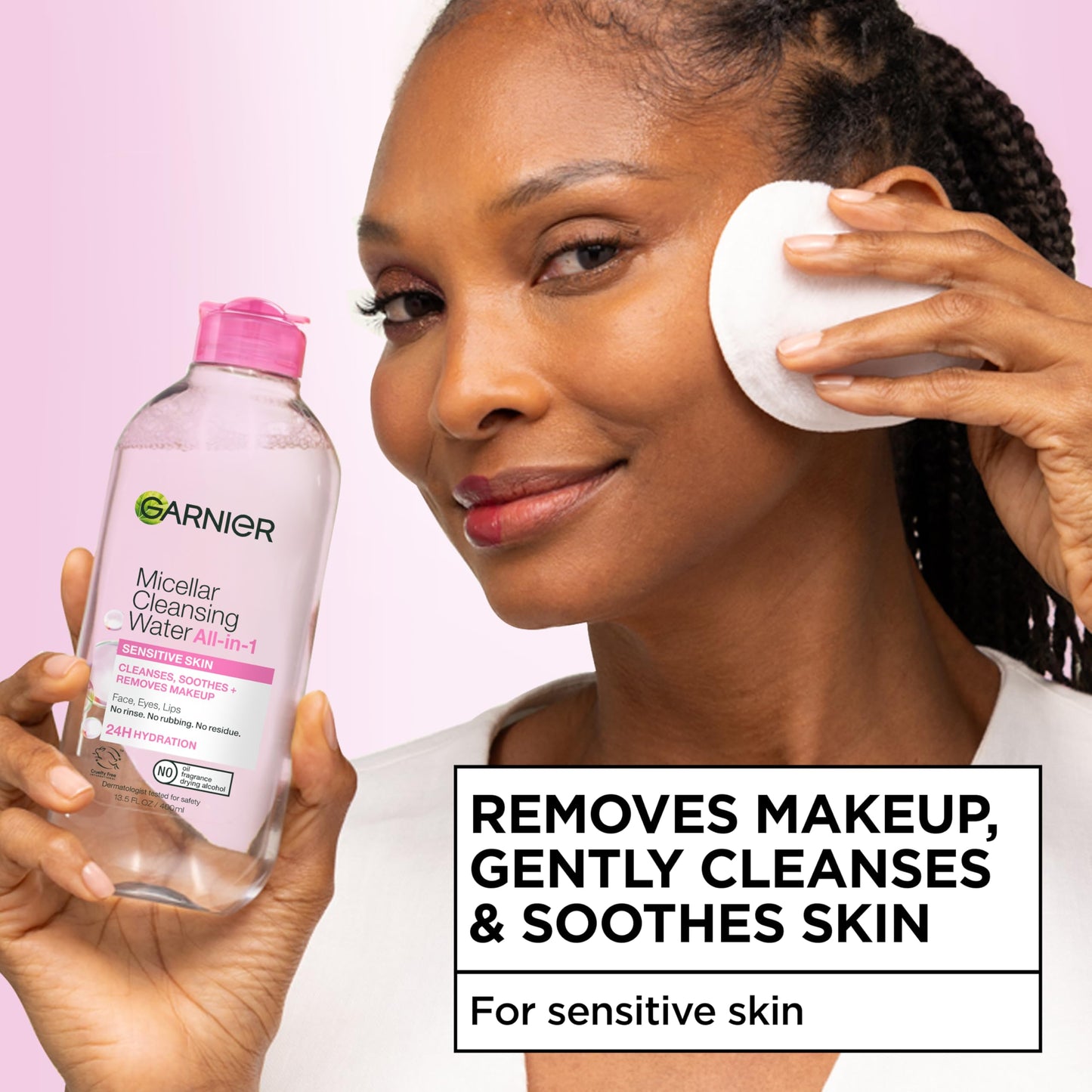 Garnier Micellar Water, Hydrating Facial Cleanser & Makeup Remover, Suitable for Sensitive Skin, Vegan, Cruelty Free, 13.5 Fl Oz (400mL), 1 Count Beauty and Personal Care Garnier