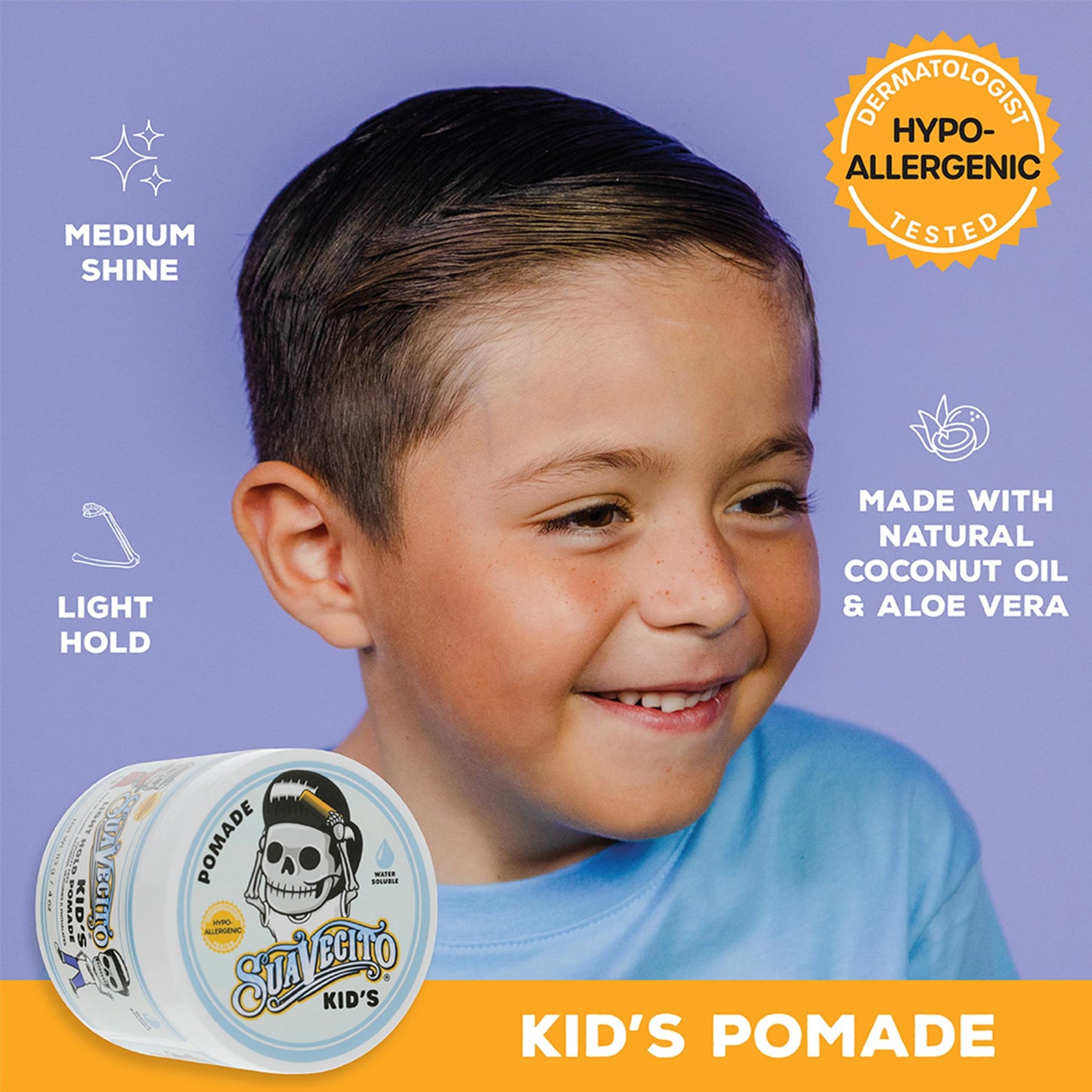 Suavecito Kid's Pomade Calming Chamomile Scent Light Hold 4 oz. - Water Based Flake Free Hair Gel - Dermatologist-Tested, Hypoallergenic Formula Beauty & Personal Care Suavecito