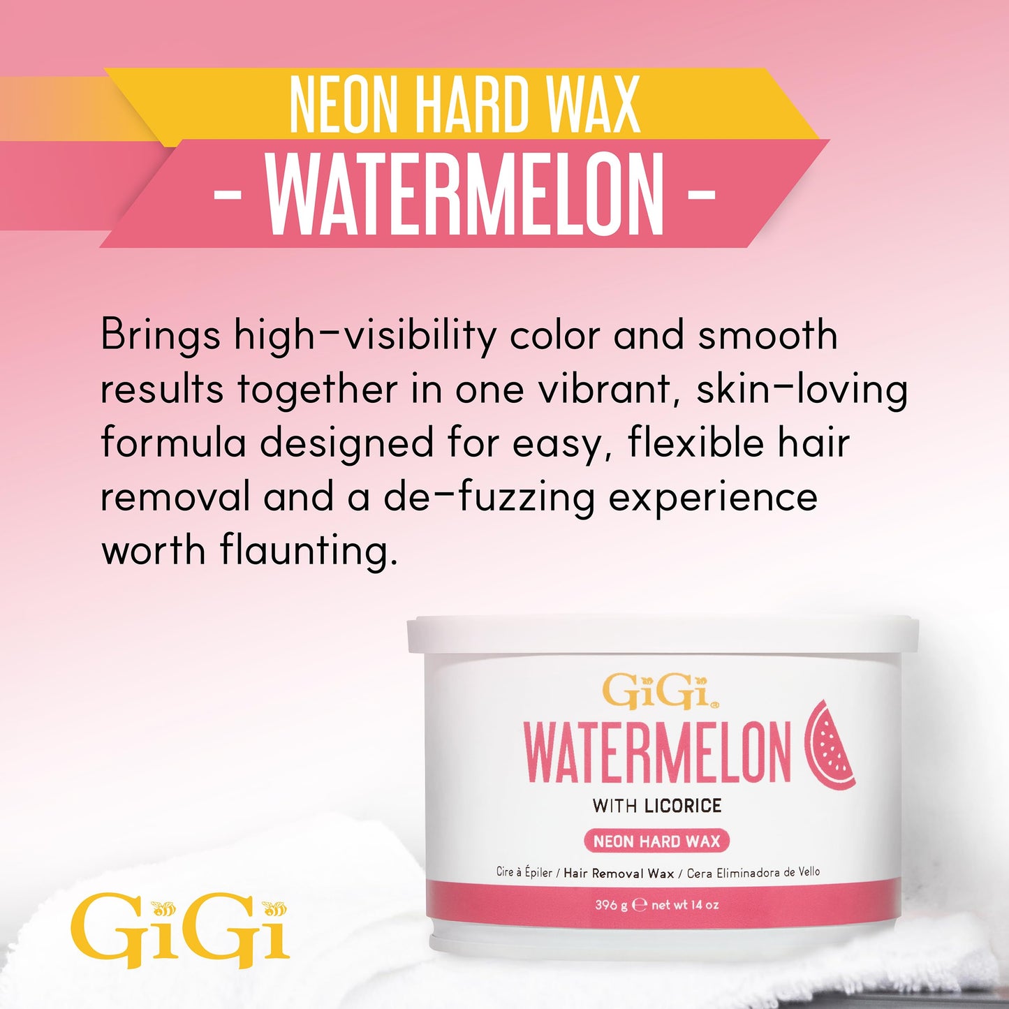 Gigi Neon Hard Wax - Watermelon, Stripless Wax for Hair Removal, Ideal for Sensitive Skin, 14 Oz Beauty and Personal Care GIGI