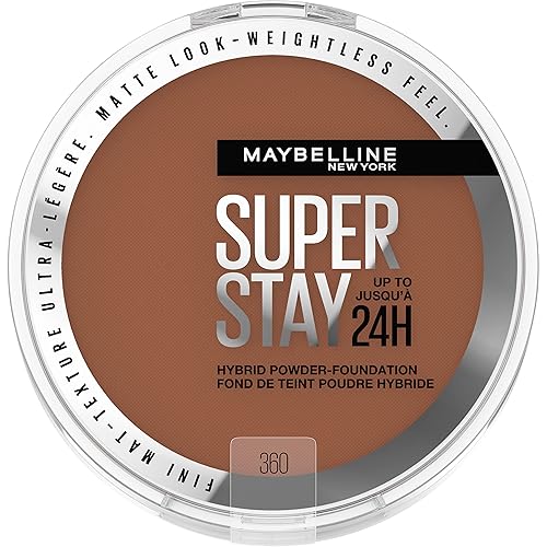 Maybelline Super Stay Up to 24HR Hybrid Powder-Foundation, Medium-to-Full Coverage Makeup, Matte Finish, 360, 1 Count Beauty & Personal Care MAYBELLINE